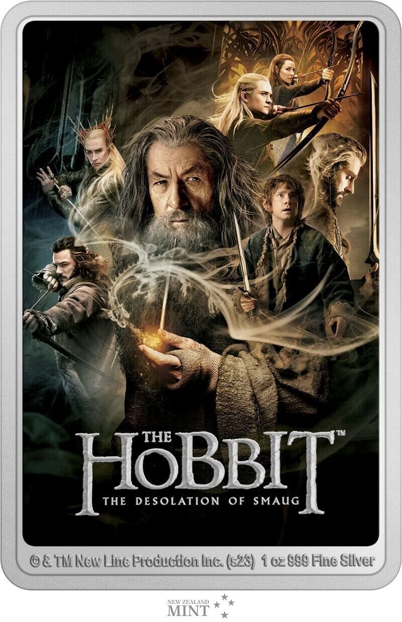 1 Oz Silver Coin 2023 Niue The Hobbit Desolation of Smaug Proof Poster Coin