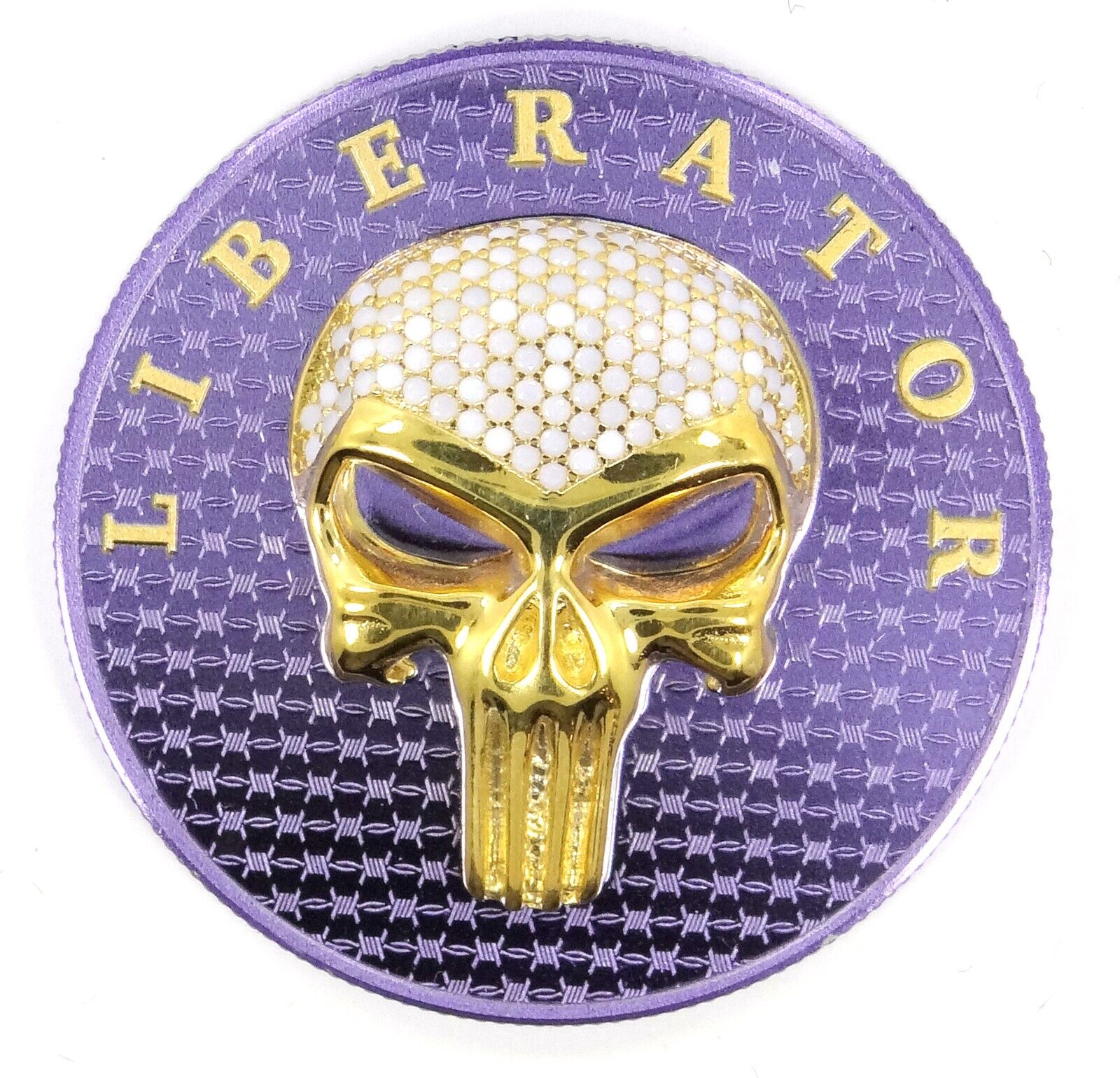 1 Oz Silver Coin Dark Side 2021 THE LIBERATOR Skull Gold / Violet Swarovski-classypw.com-1