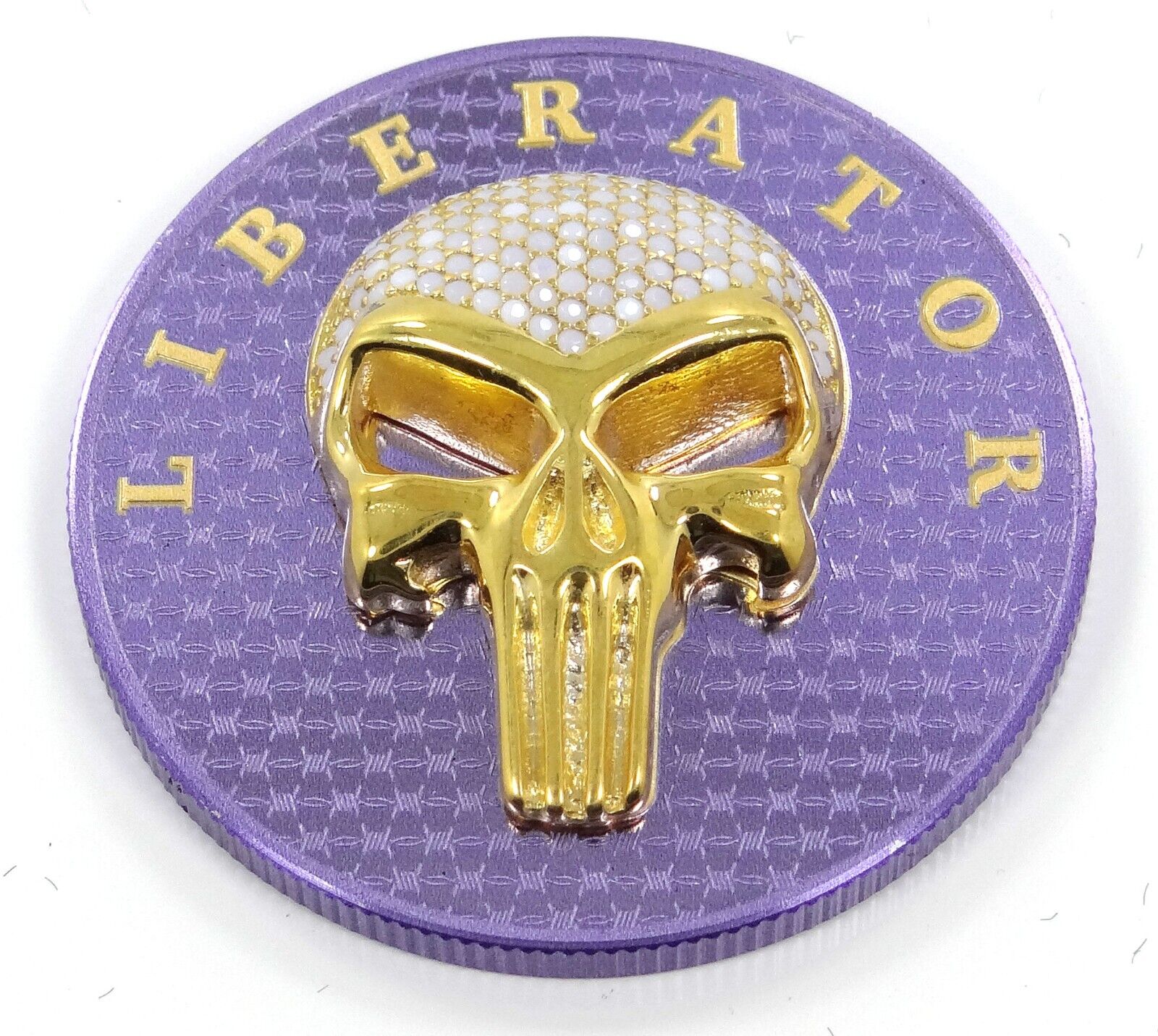 1 Oz Silver Coin Dark Side 2021 THE LIBERATOR Skull Gold / Violet Swarovski-classypw.com-2