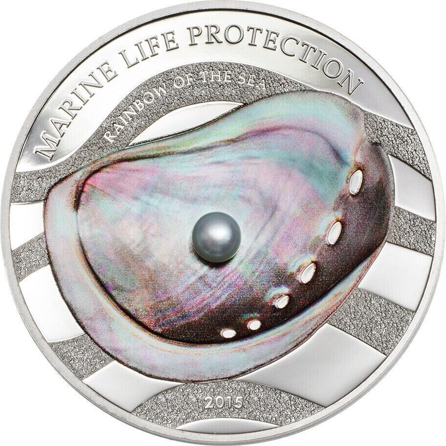 1 oz Silver Coin 2012 $5 Palau Marine Life Protection Rainbow of the Sea Pearl-classypw.com-1