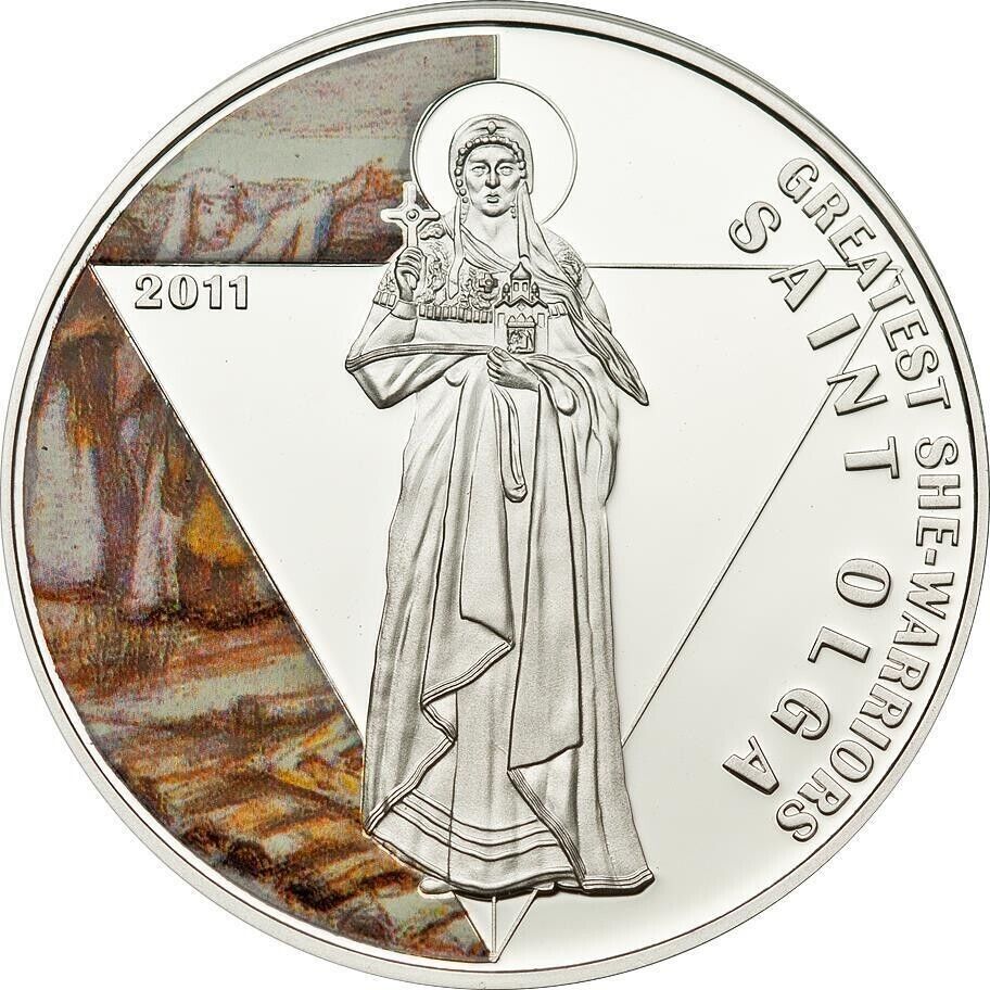 1/2 Oz Silver Coin 2011 Togo 500 Francs Greatest She Warriors - Saint Olga-classypw.com-1