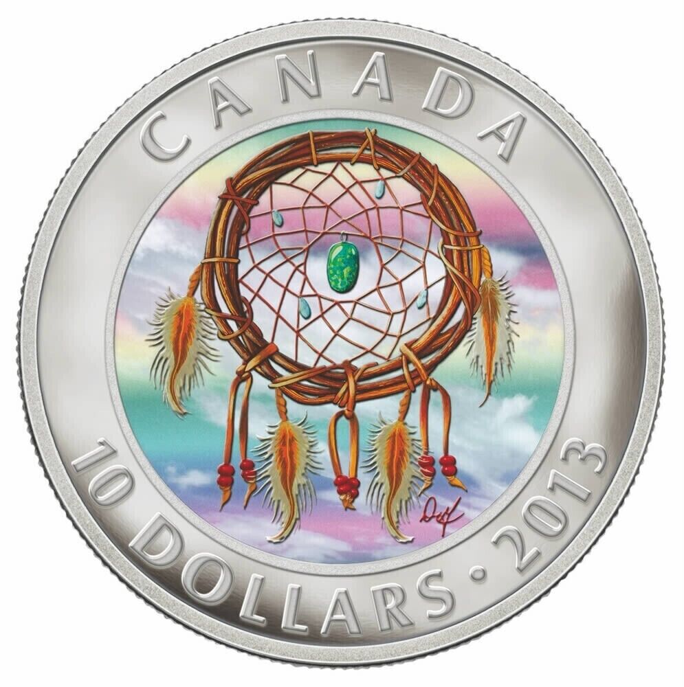 15.87g Silver Coin 2013 $10 Canada Colorized Dreamcatcher Hologram-classypw.com-1