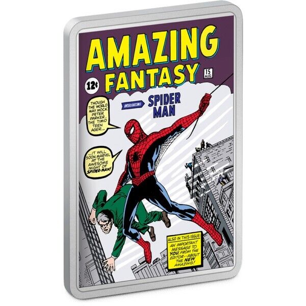 2 Oz Silver Coin 2023 Niue $5 Marvel Comix Amazing Fantasy #15 Spider-Man Proof