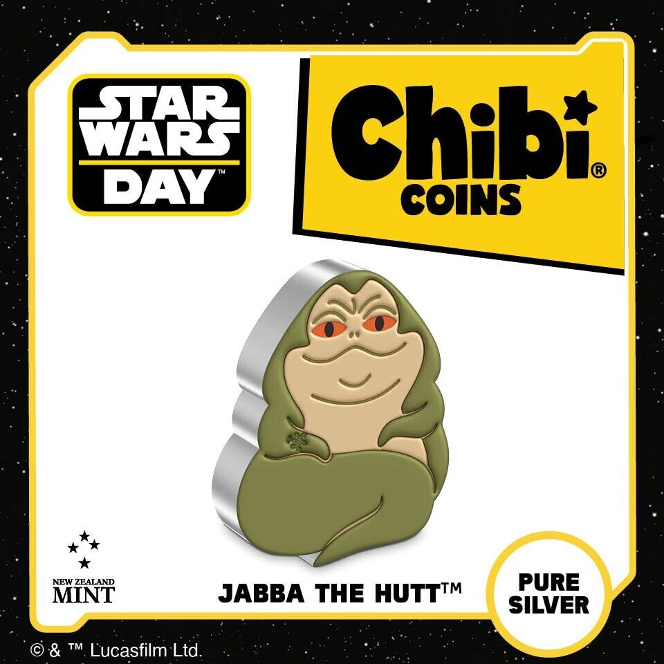 2 Oz Silver Coin 2023 Niue $5 Star Wars Jabba the Hutt Mega Chibi Silver Proof