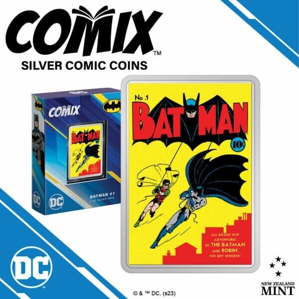 2 Oz Silver Coin 2023 Niue DC Comics Comix Batman #1 Colorized Proof Coin