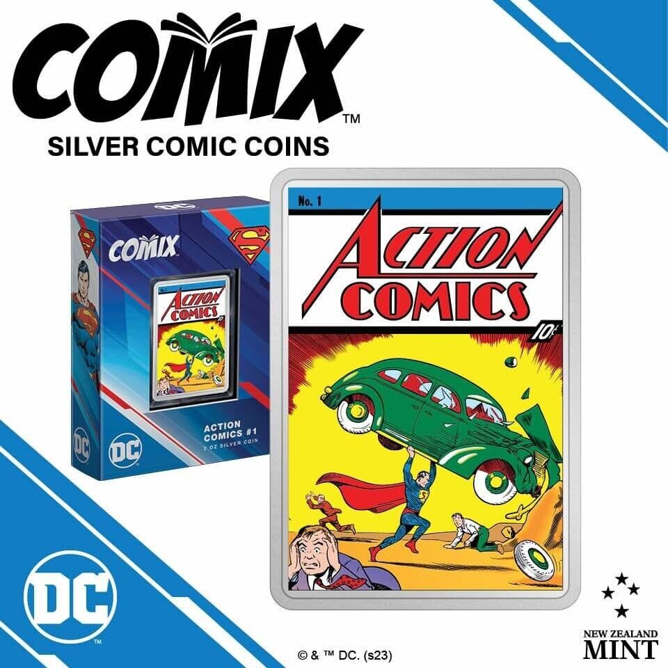 2 Oz Silver Coin 2023 Niue DC Comix Action Comics #1 Superman Colorized Proof