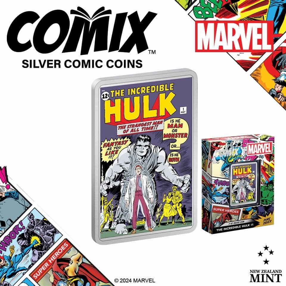 2 Oz Silver Coin 2024 Niue $5 Marvel Comix The Incredible Hulk #1 Colorized