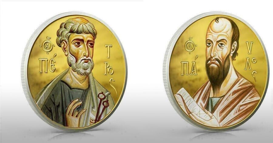 2 X 1 Oz Silver Coin 2010 $2 Orthodox Shrines - Apostles Peter &amp; Paul Gilded set-classypw.com-1