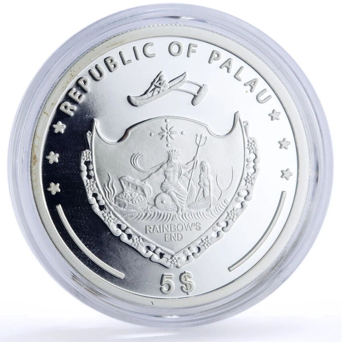 25g Silver Coin 2007 $5 Palau Pacific Wildlife Seahorse Prism-classypw.com-3
