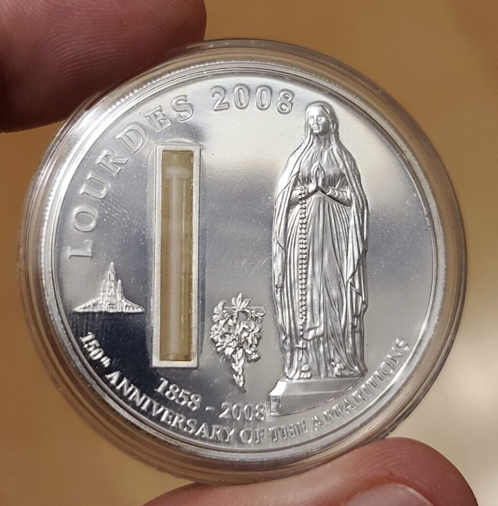 25g Silver Coin 2007 Palau $5 Lourdes with Authentic Water from the Source-classypw.com-1