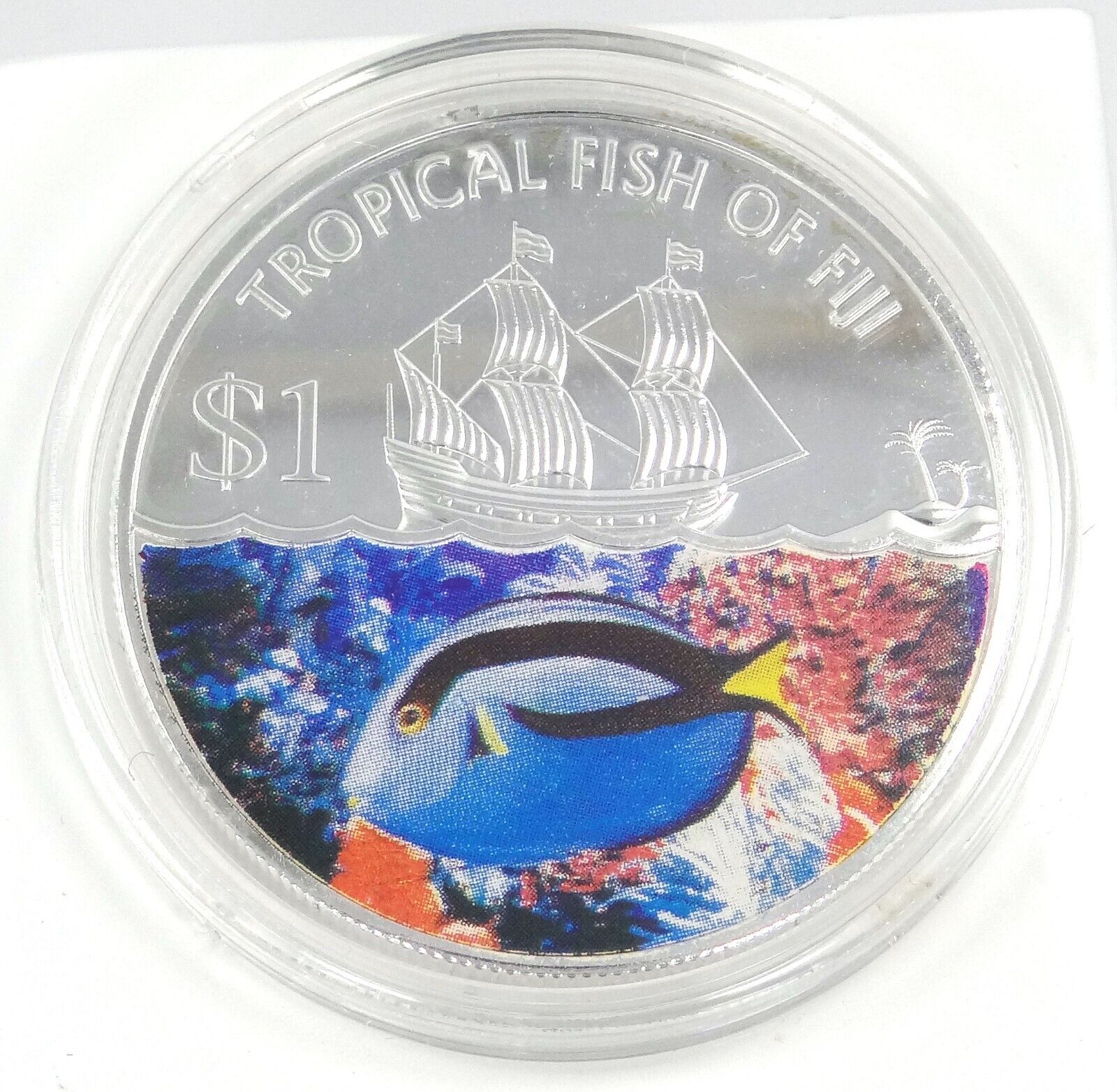25g Silver Coin 2009 Fiji $1 Tropical Fish of Fiji Damsel Fish 