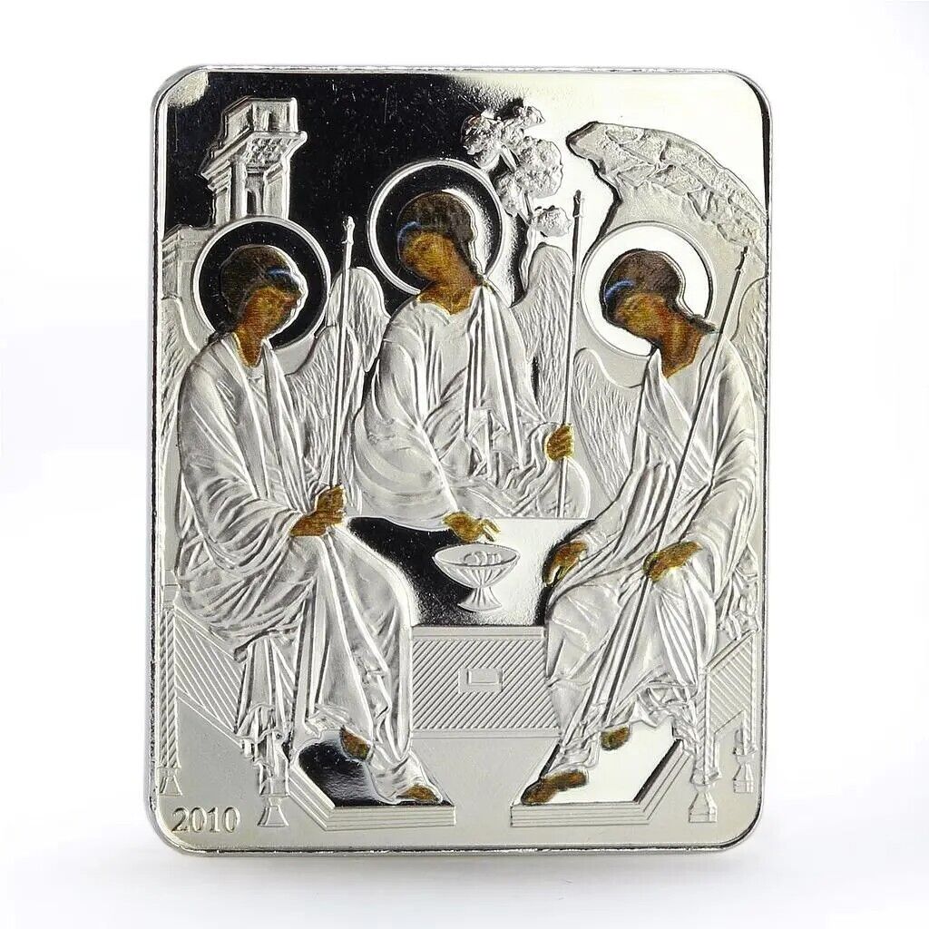 25g Silver Coin 2010 $5 Cook Islands Russian Icons Holy Trinity Proof