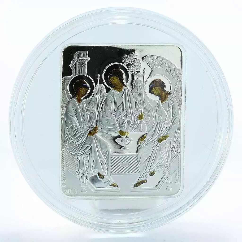 25g Silver Coin 2010 $5 Cook Islands Russian Icons Holy Trinity Proof