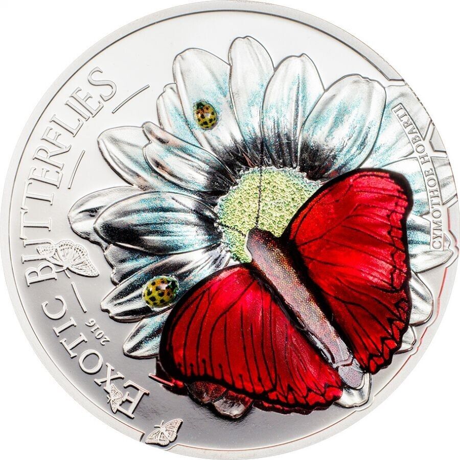 25g Silver Coin 2016 1000 shillings Tanzania Exotic 3D Butterflies - Red-classypw.com-1