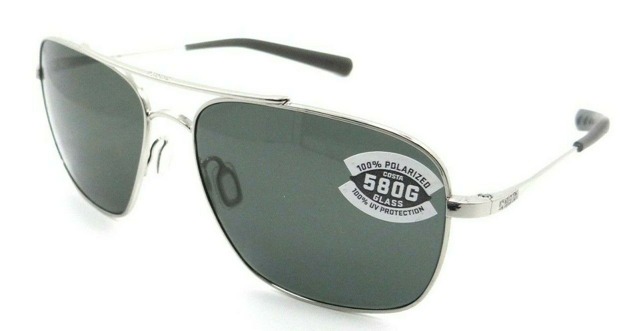 Costa Del Mar Sunglasses Canaveral 59-15-138 Shiny Palladium / Gray 580G Glass-0097963664035-classypw.com-1