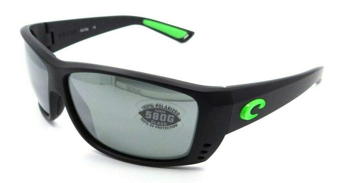 Costa Del Mar Sunglasses Cat Cay Matte Black Green Logo/ Gray Silver Mirror 580G-097963667005-classypw.com-1