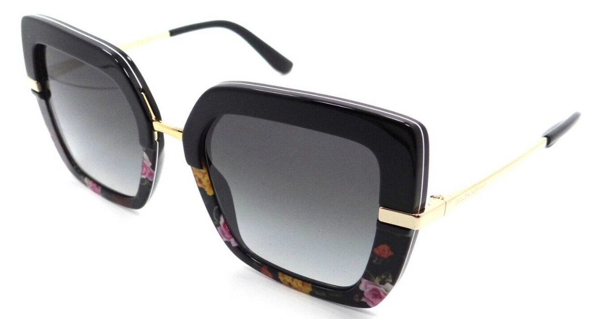 Dolce &amp; Gabbana Sunglasses DG 4373 3400/8G 52-21-140 Black Flowers / Grey Grad