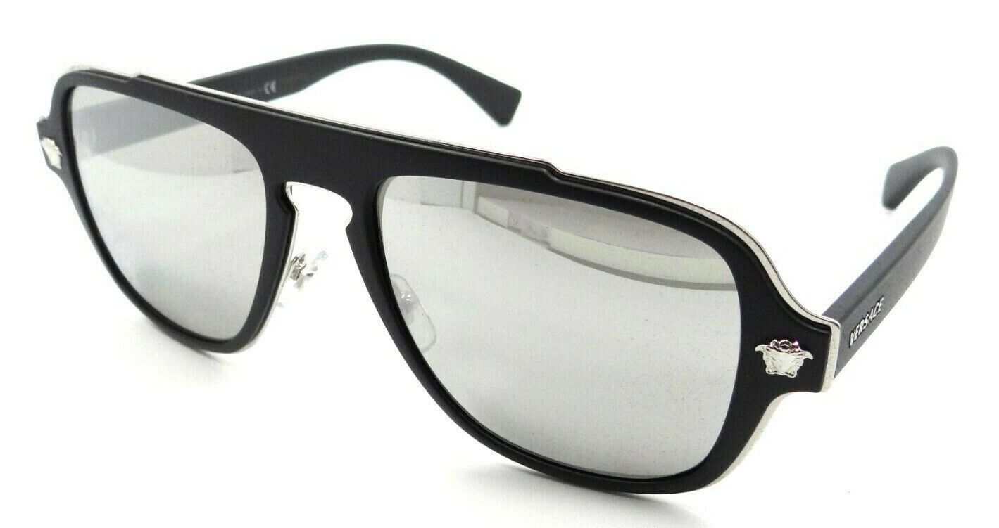 Versace Sunglasses VE 2199 1000/6G 56-18-145 Matte Black / Light Grey Mirror Sil-8053672923094-classypw.com-1