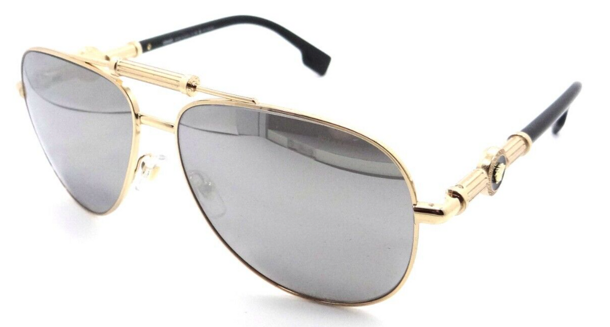 Versace Sunglasses VE 2236 1002/Z3 59-14-140 Gold / Grey Mirror Silver Polarized