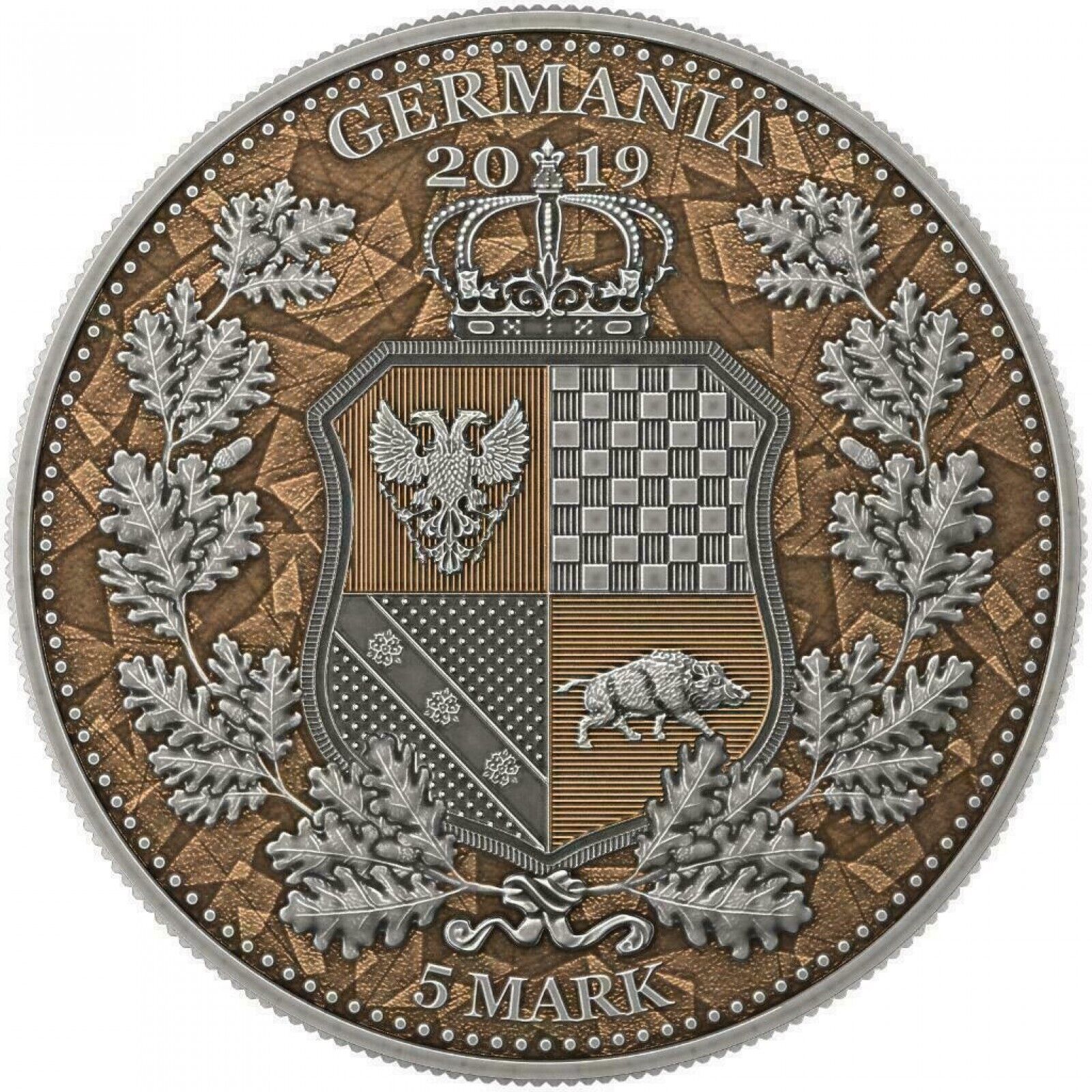1 Oz Silver Coin 2019 5 Mark Columbia & Germania Allegories - Antique Copper-classypw.com-2
