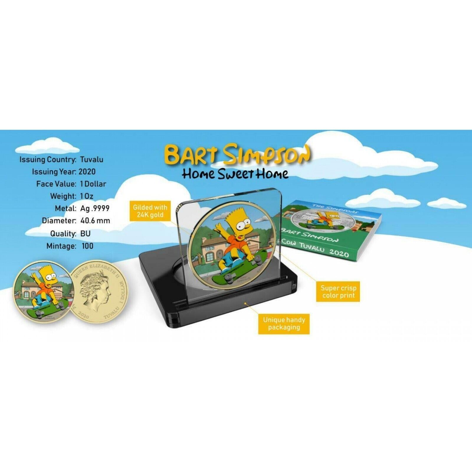 1 Oz Silver Coin 2020 Tuvalu $1 The Simpsons - Bart Simpson Home Sweet Home-classypw.com-4