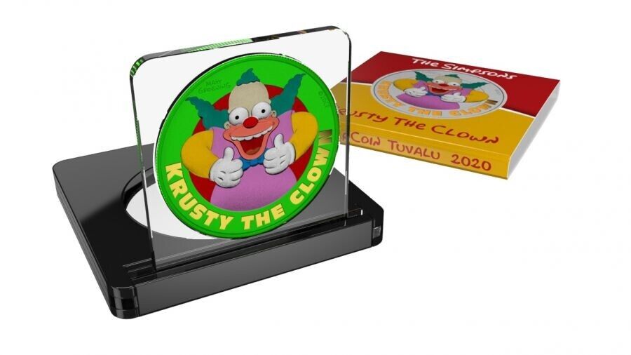 1 Oz Silver Coin 2020 Tuvalu $1 The Simpsons - Krusty the Clown Space Green-classypw.com-3