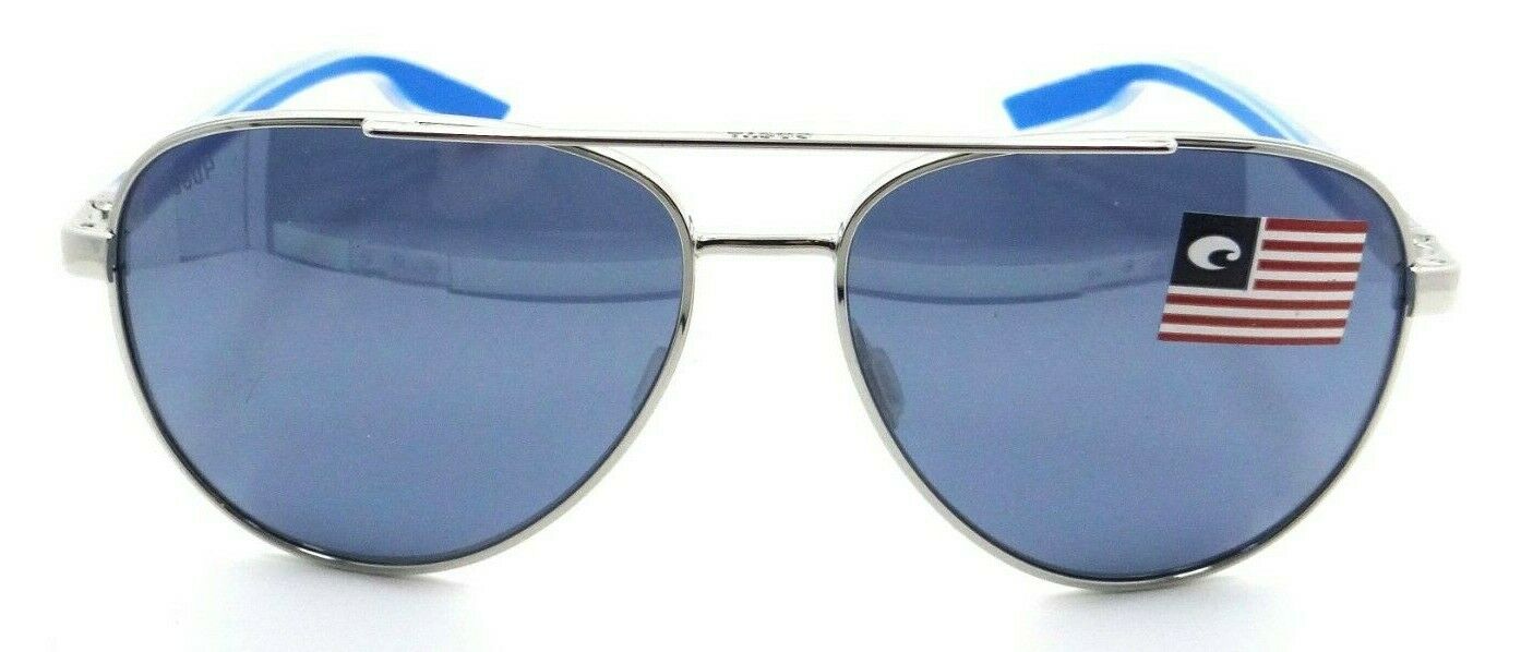 Costa Del Mar Sunglasses Peli 57-14-140 Shiny Silver / Gray Silver Mirror 580P-097963855860-classypw.com-2